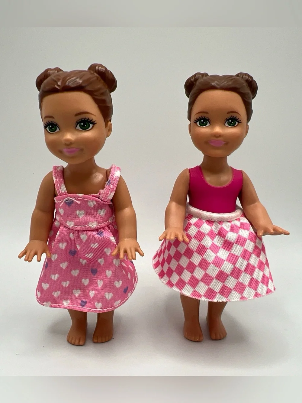 Toddler Barbie Doll Kelly Chelsea Baby Sister Brunette Pigtails Buns Hair Lot 2